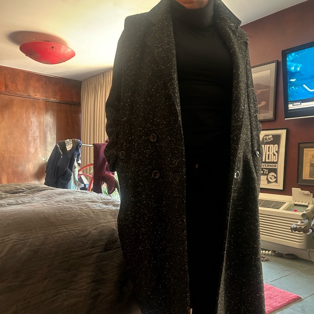 Elegant Women's Black Tweed Trench Coat